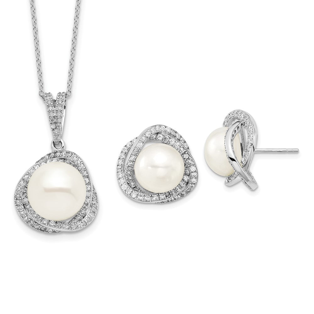 Polished;Post;Lobster;Sterling silver;Freshwater cultured pearl;CZ