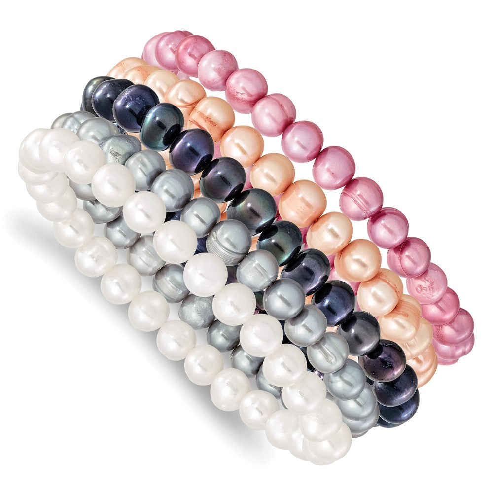 Freshwater cultured pearl;Stretch;Set of 5