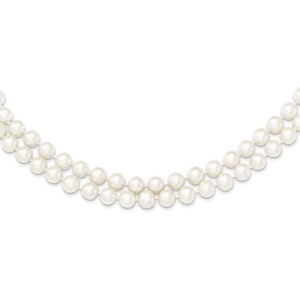 Polished;Box;Sterling silver;Freshwater cultured pearl;2-strand