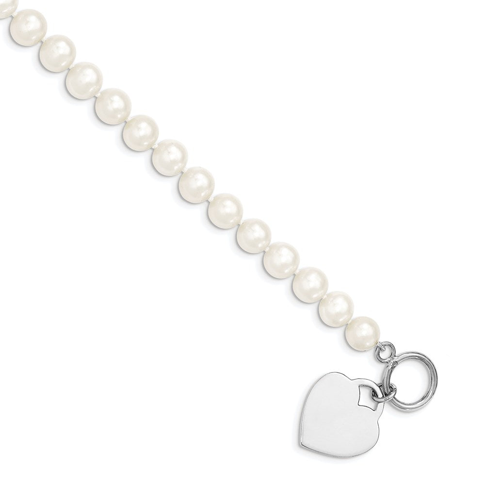 Polished;Engravable;Sterling silver;Freshwater cultured pearl;Toggle