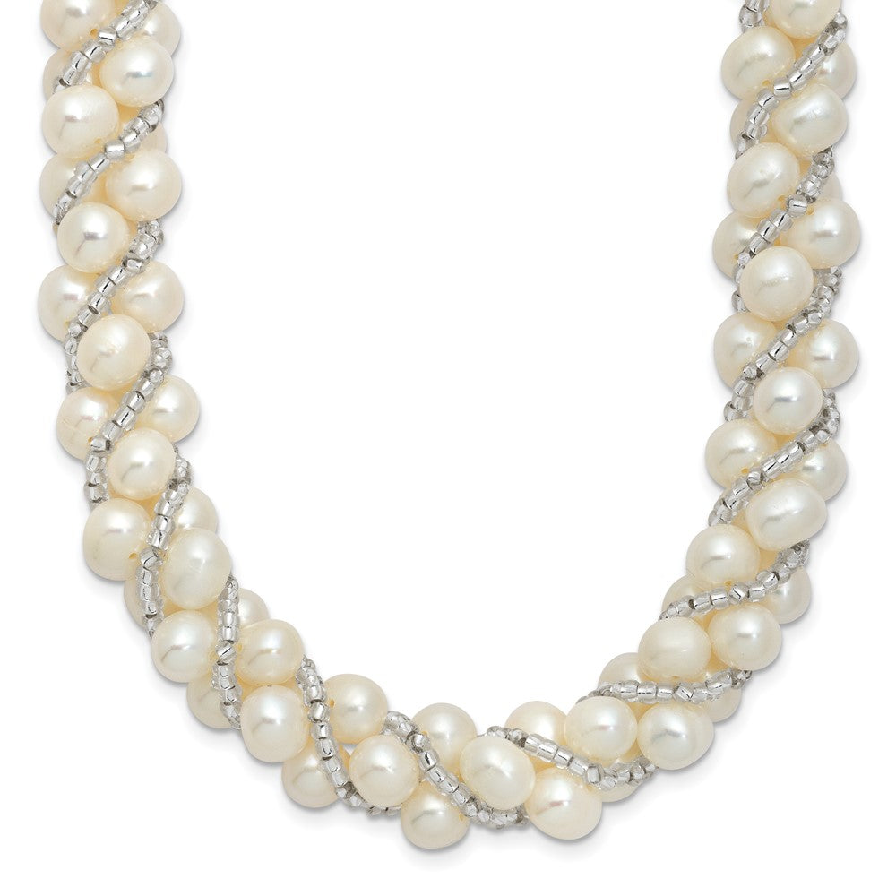 Polished;Sterling silver;Freshwater cultured pearl;Fancy lobster;Glass bead