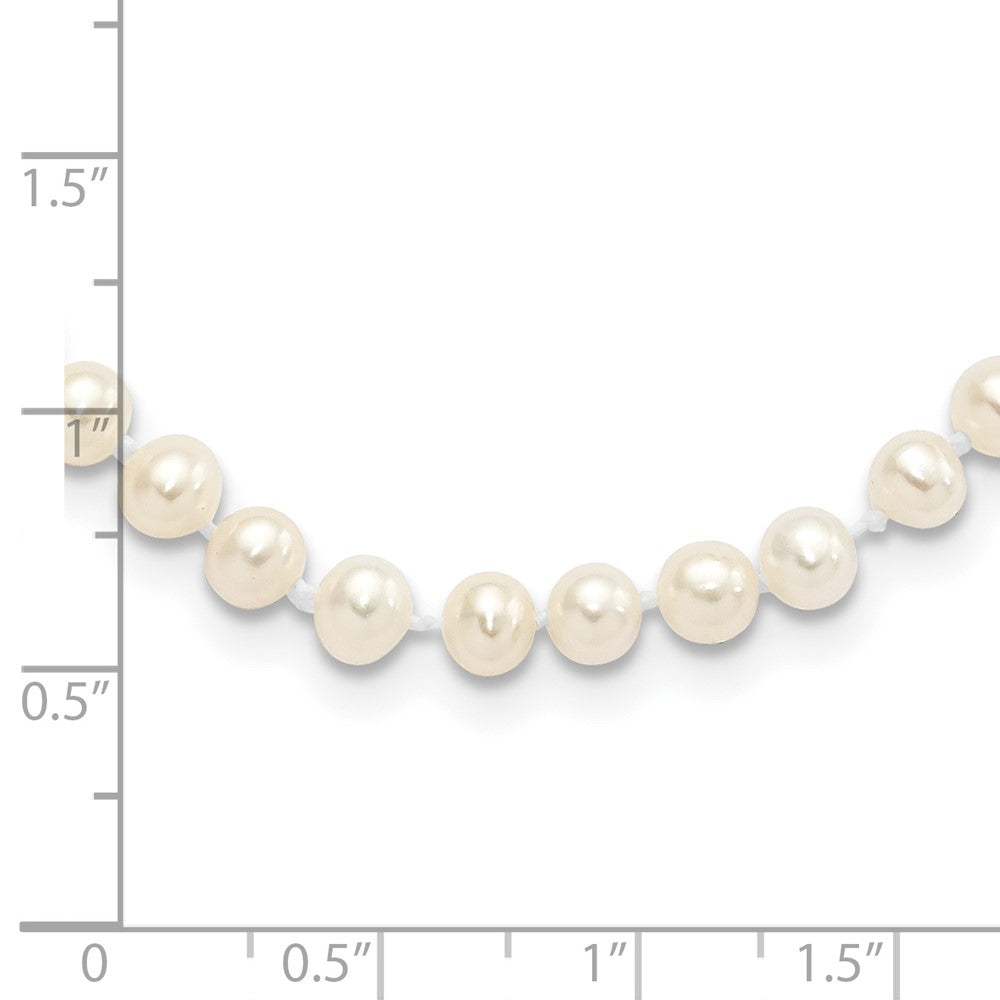 Sterling Silver Rhodium-plated 4-5mm White Near-Round Freshwater Cultured Pearl 16 inch Necklace
