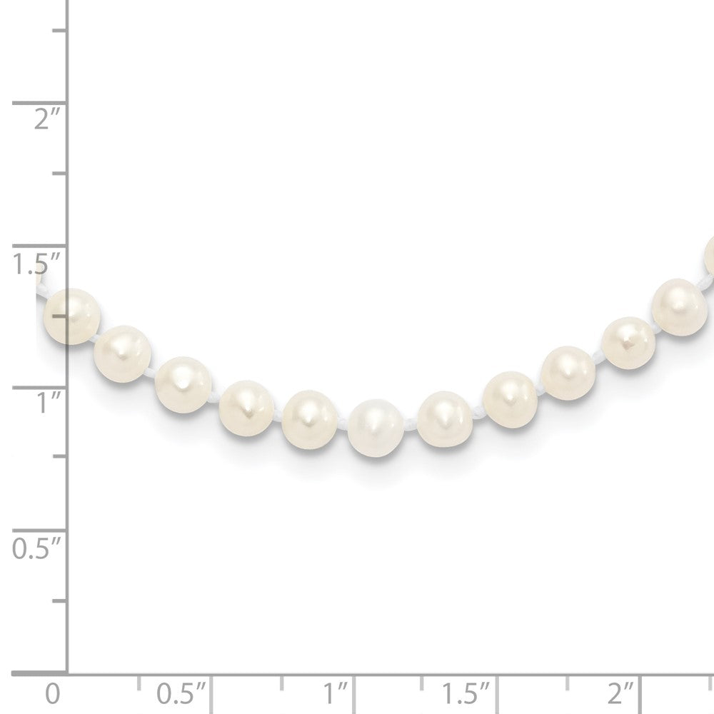 Sterling Silver Rhodium-plated 4-5mm White Near-Round Freshwater Cultured Pearl 20 inch Necklace