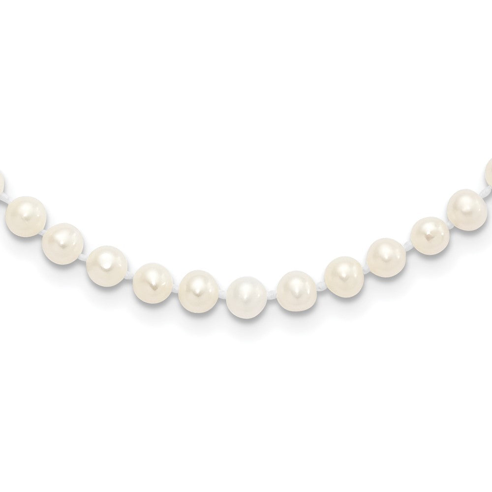 Sterling Silver Rhodium-plated 4-5mm White Near-Round Freshwater Cultured Pearl 20 inch Necklace