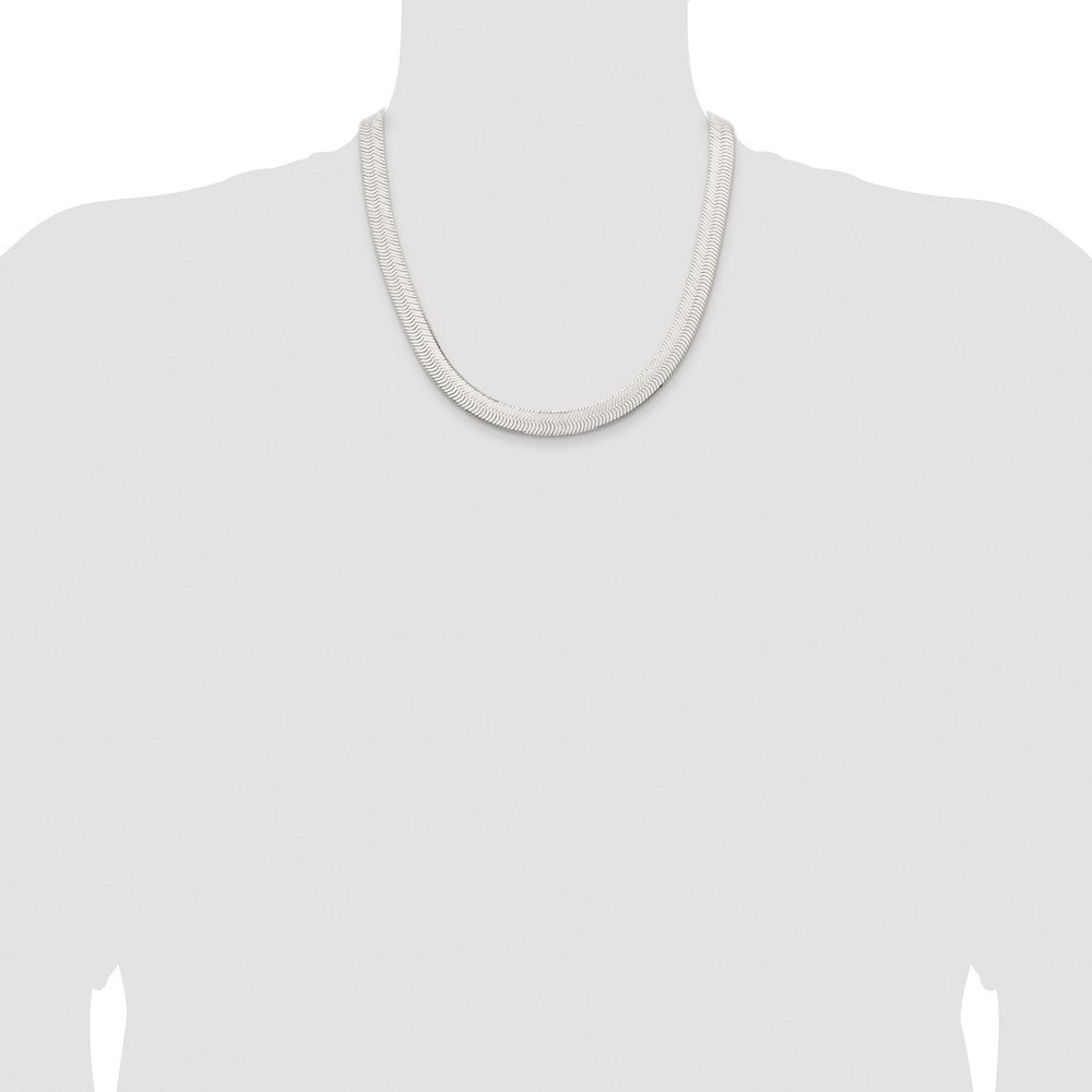 Sterling Silver Rhodium-plated 10.5mm Magic Herringbone Chain