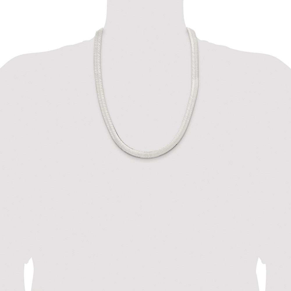 Sterling Silver Rhodium-plated 10.5mm Magic Herringbone Chain