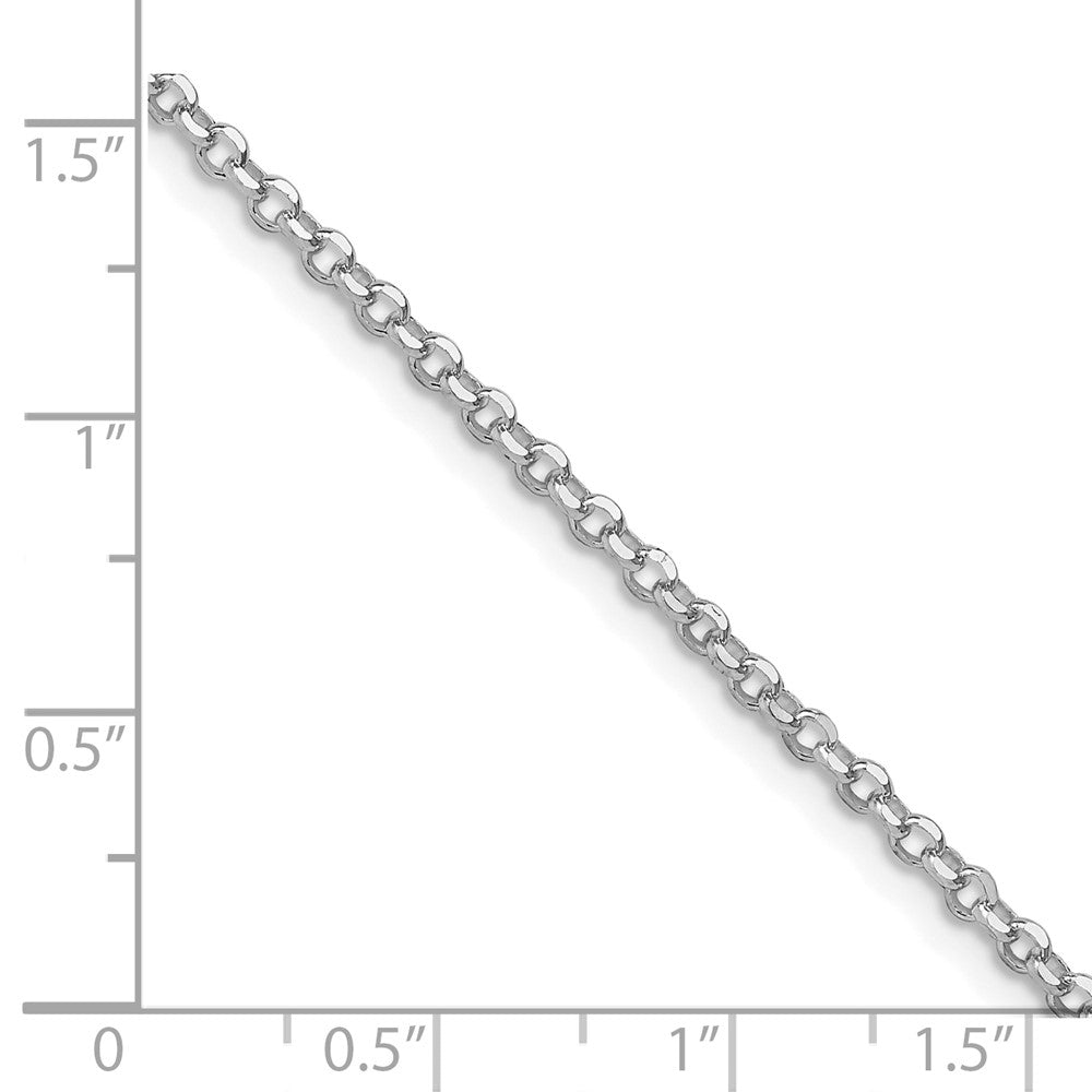 Sterling Silver Rhodium-plated 2.2mm Diamond-cut Cable Chain w/2in ext.