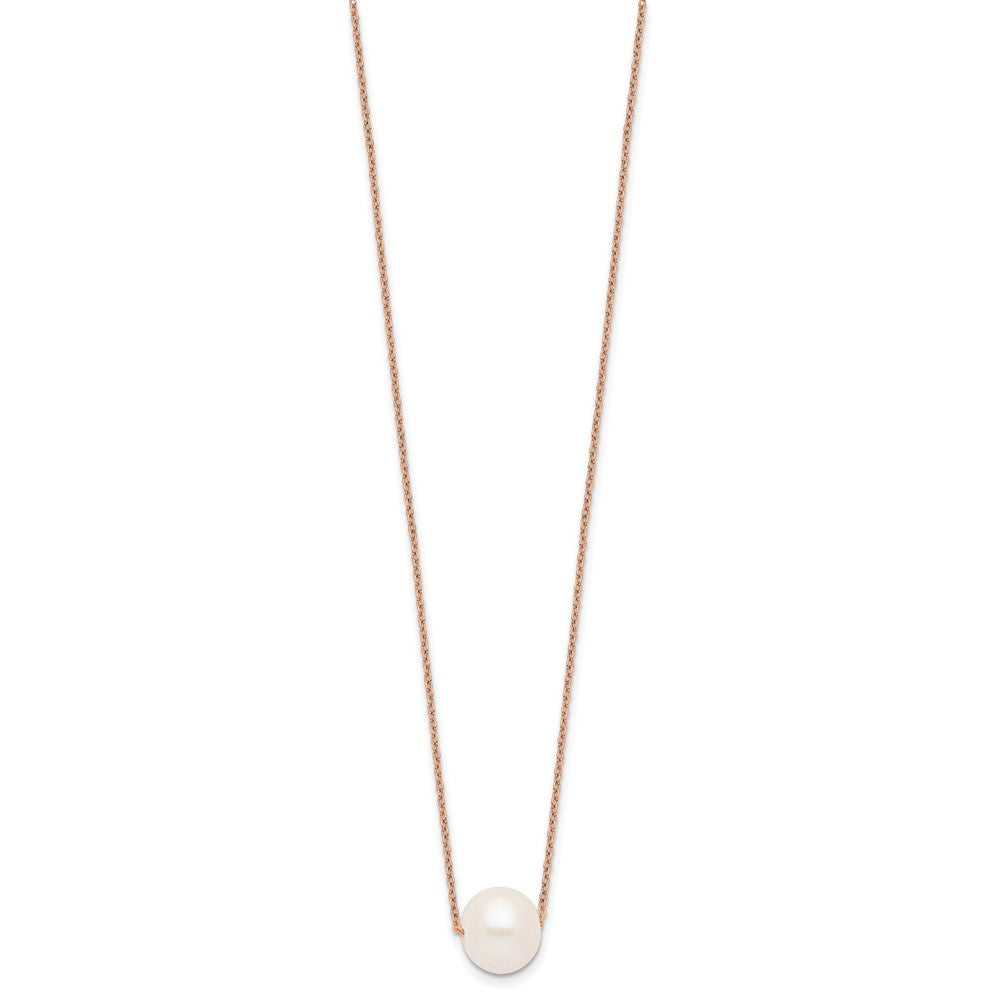 Sterling Silver Rose-tone 10-11mm White Near-Round Freshwater Cultured Pearl 17 inch Necklace