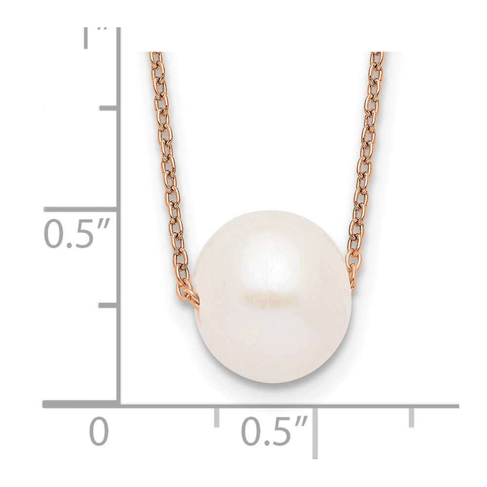 Sterling Silver Rose-tone 10-11mm White Near-Round Freshwater Cultured Pearl 17 inch Necklace