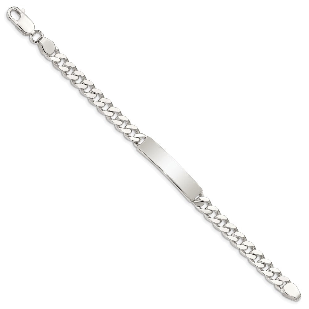 Sterling Silver 8inch Polished Engraveable Curb Link ID Bracelet