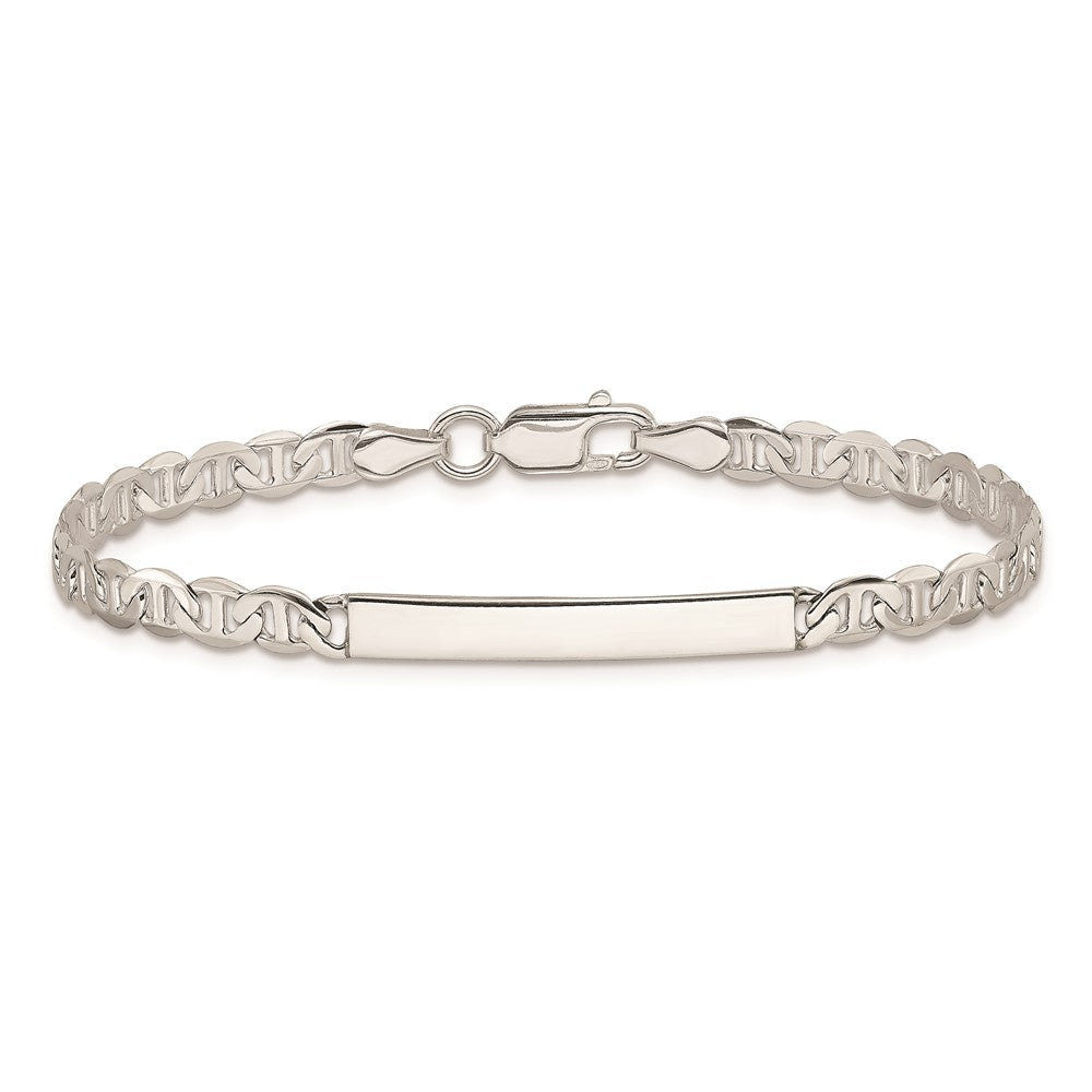 Sterling Silver Polished Engraveable Anchor Link ID Bracelet