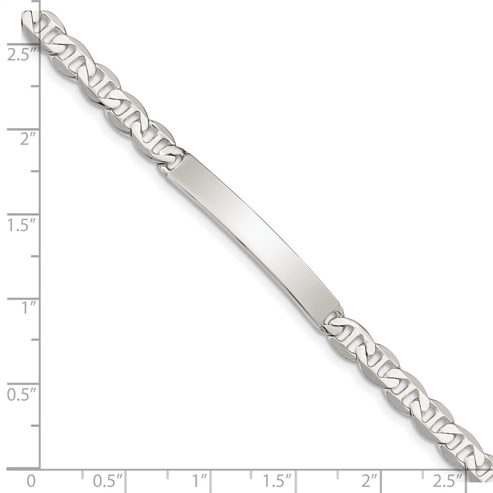 Sterling Silver Polished Engraveable Anchor Link ID Bracelet