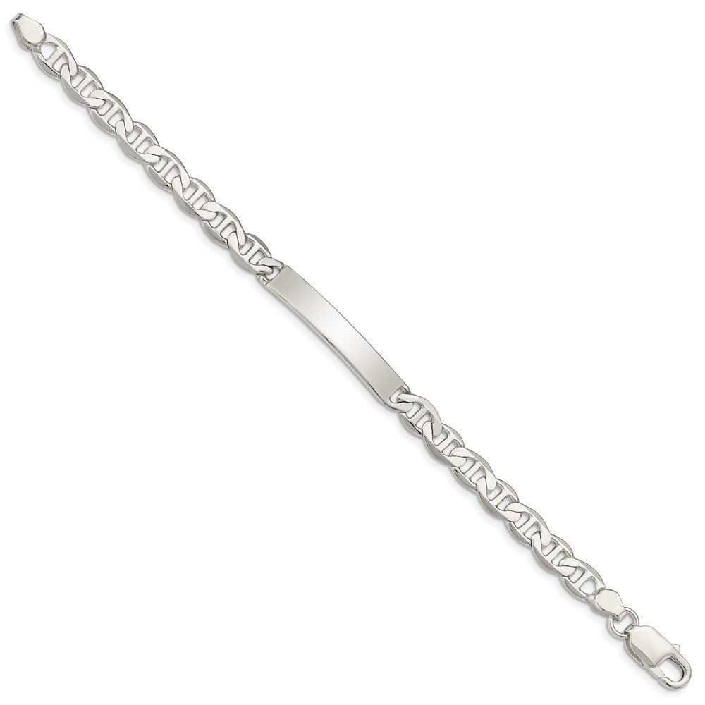 Sterling Silver Polished Engraveable Anchor Link ID Bracelet