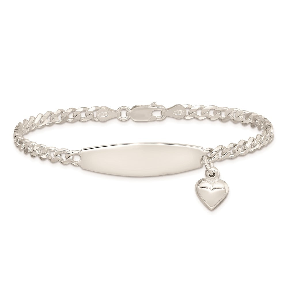 Sterling Silver w/Heart Charm ID Bracelet