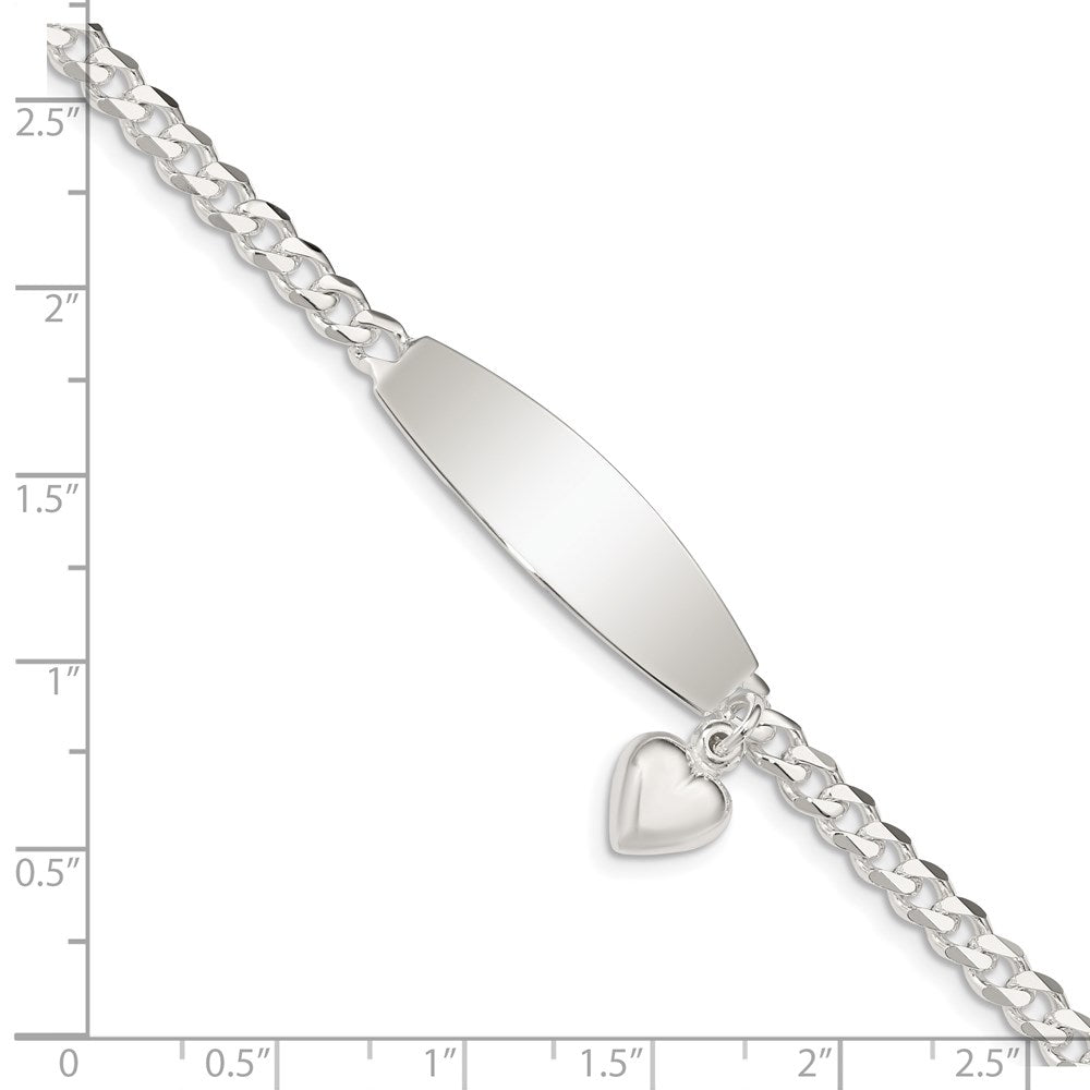 Sterling Silver w/Heart Charm ID Bracelet