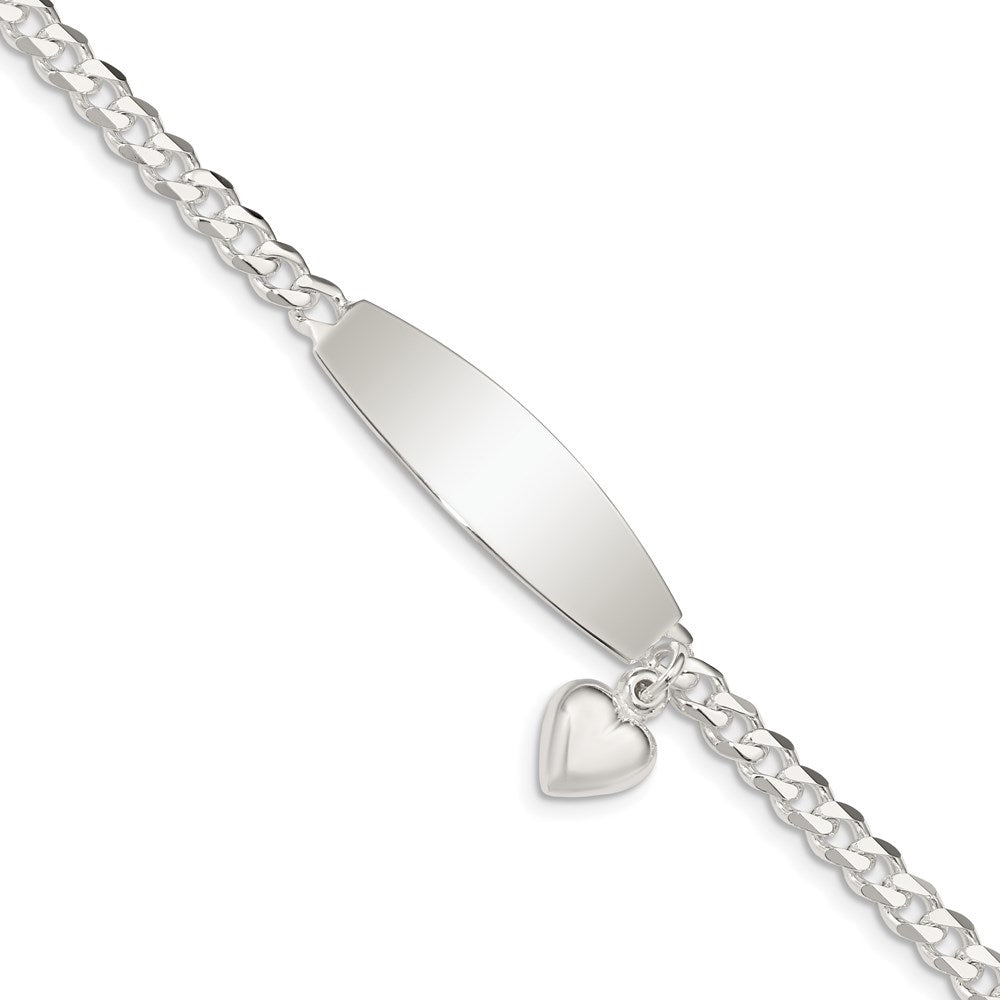 Polished;Engravable;Lobster;Sterling silver;Heart