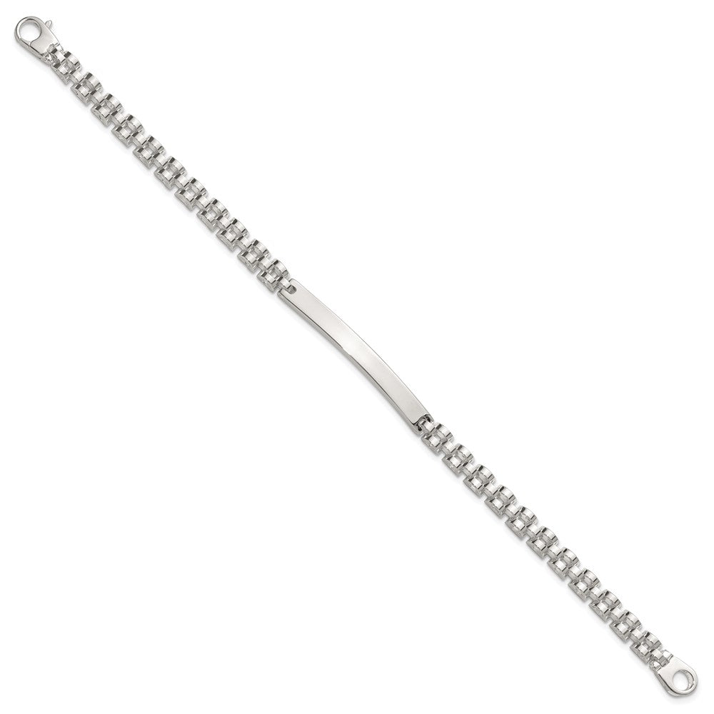 Sterling Silver Polished 4.7mm Fancy Link 8 inch Mens ID Bracelet