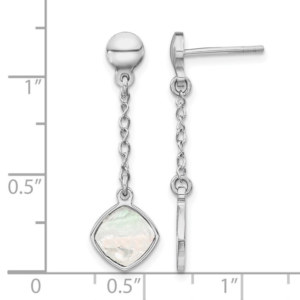 Sterling Silver Rhodium-plated Mother of Pearl Post Dangle Earring