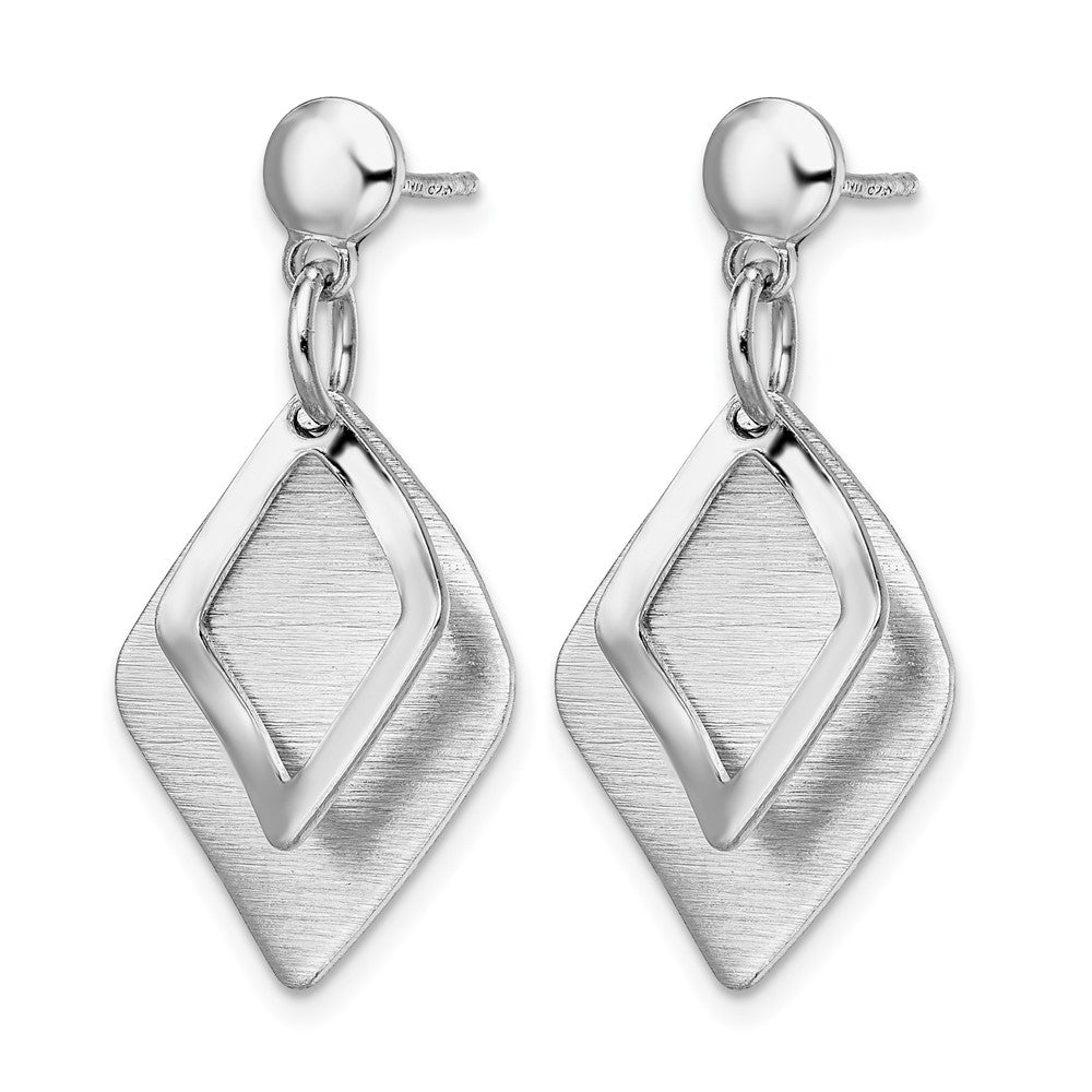Sterling Silver Radiant Essence Rho-pla Brush Post Dangle Earrings