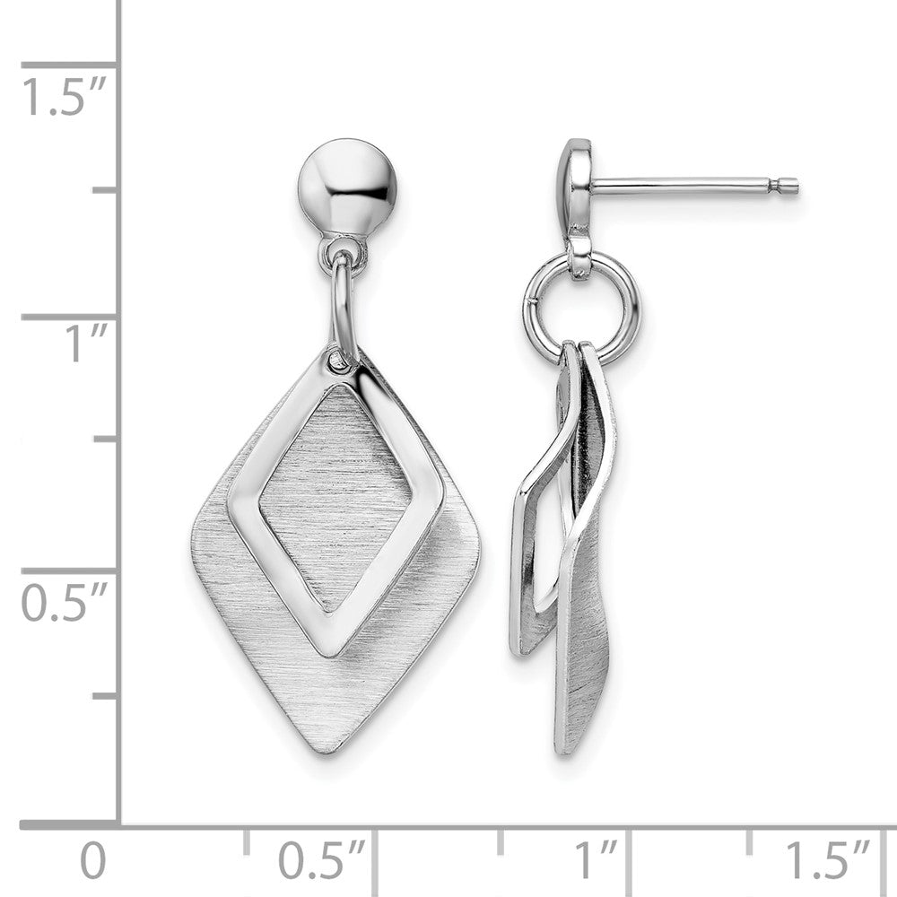 Sterling Silver Radiant Essence Rho-pla Brush Post Dangle Earrings