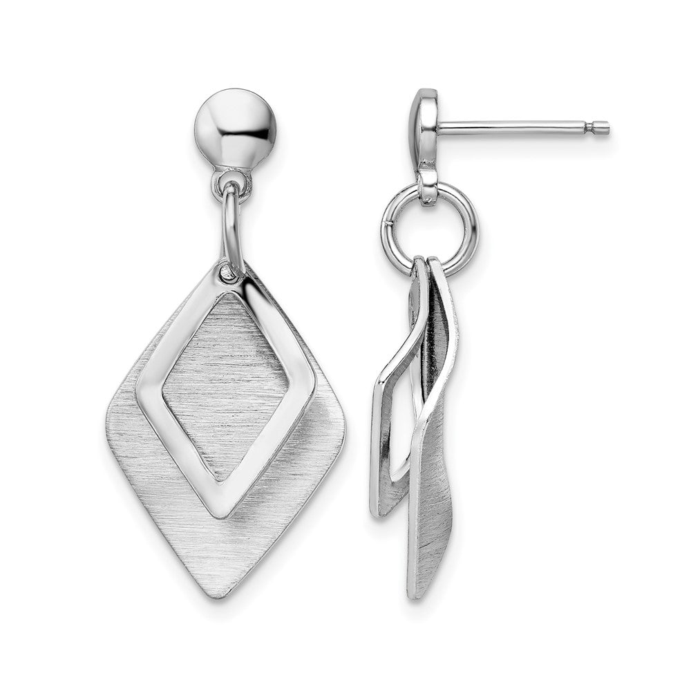 Sterling Silver Radiant Essence Rho-pla Brush Post Dangle Earrings