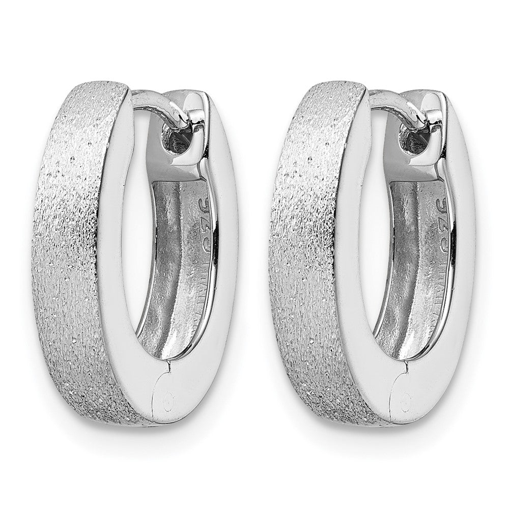 Radiant Essence SS Rhod-plated D/C Brushed Oval Hoop Earrings