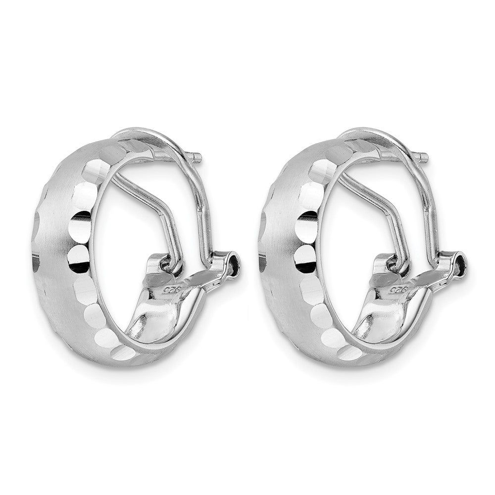 Radiant Essence SS Rhod-plated Brushed D/C Omega Back Earrings