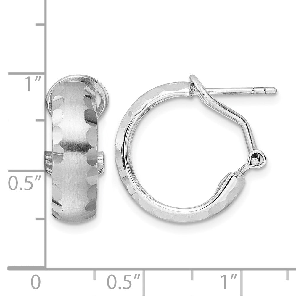 Radiant Essence SS Rhod-plated Brushed D/C Omega Back Earrings
