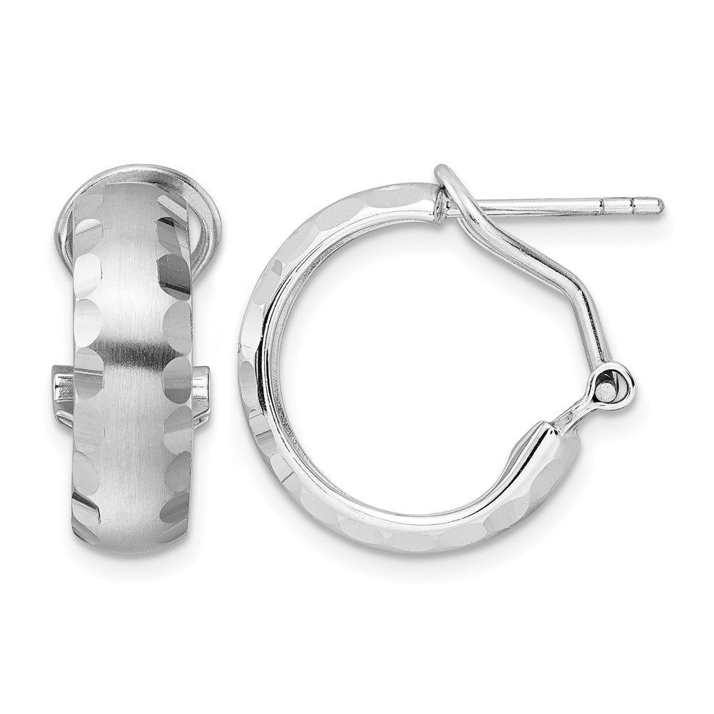 Radiant Essence SS Rhod-plated Brushed D/C Omega Back Earrings
