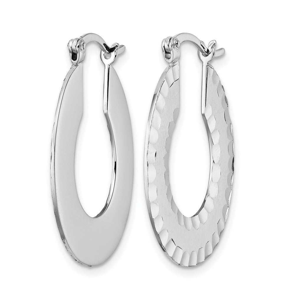 Radiant Essence SS Rhod-plated Brushed D/C Hoop Earrings