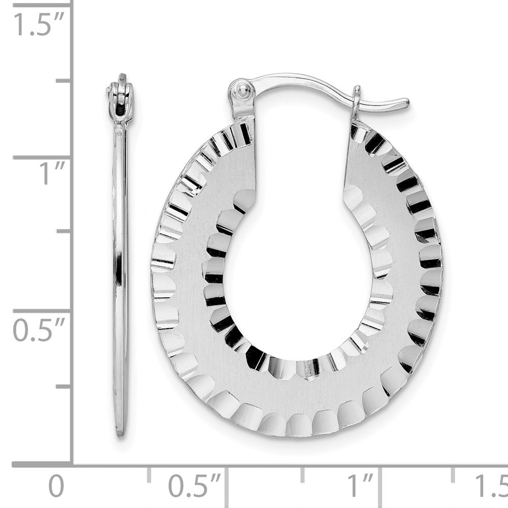 Radiant Essence SS Rhod-plated Brushed D/C Hoop Earrings