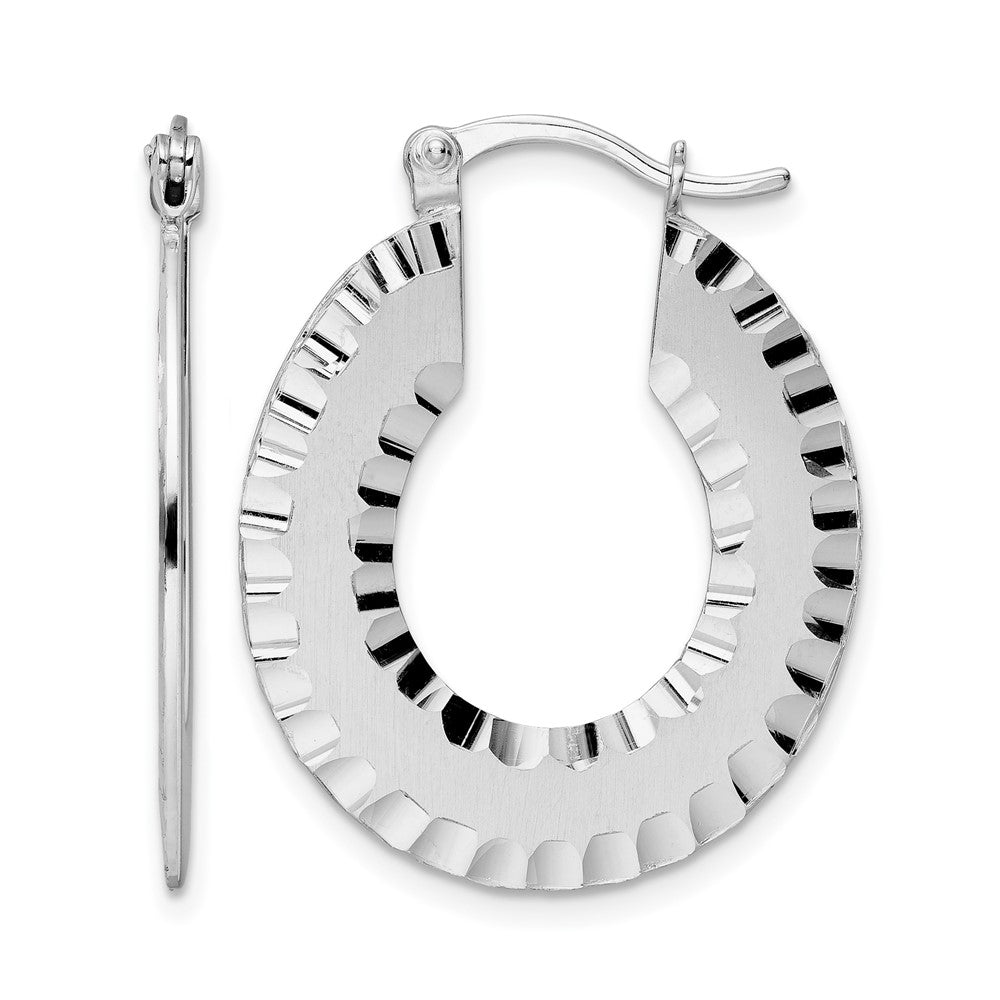 Radiant Essence SS Rhod-plated Brushed D/C Hoop Earrings