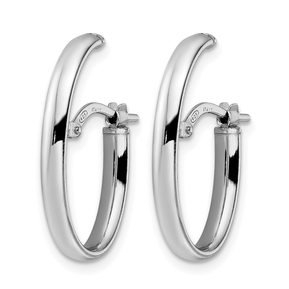 Sterling Silver Rhod-plated Polished J-hoop Earrings