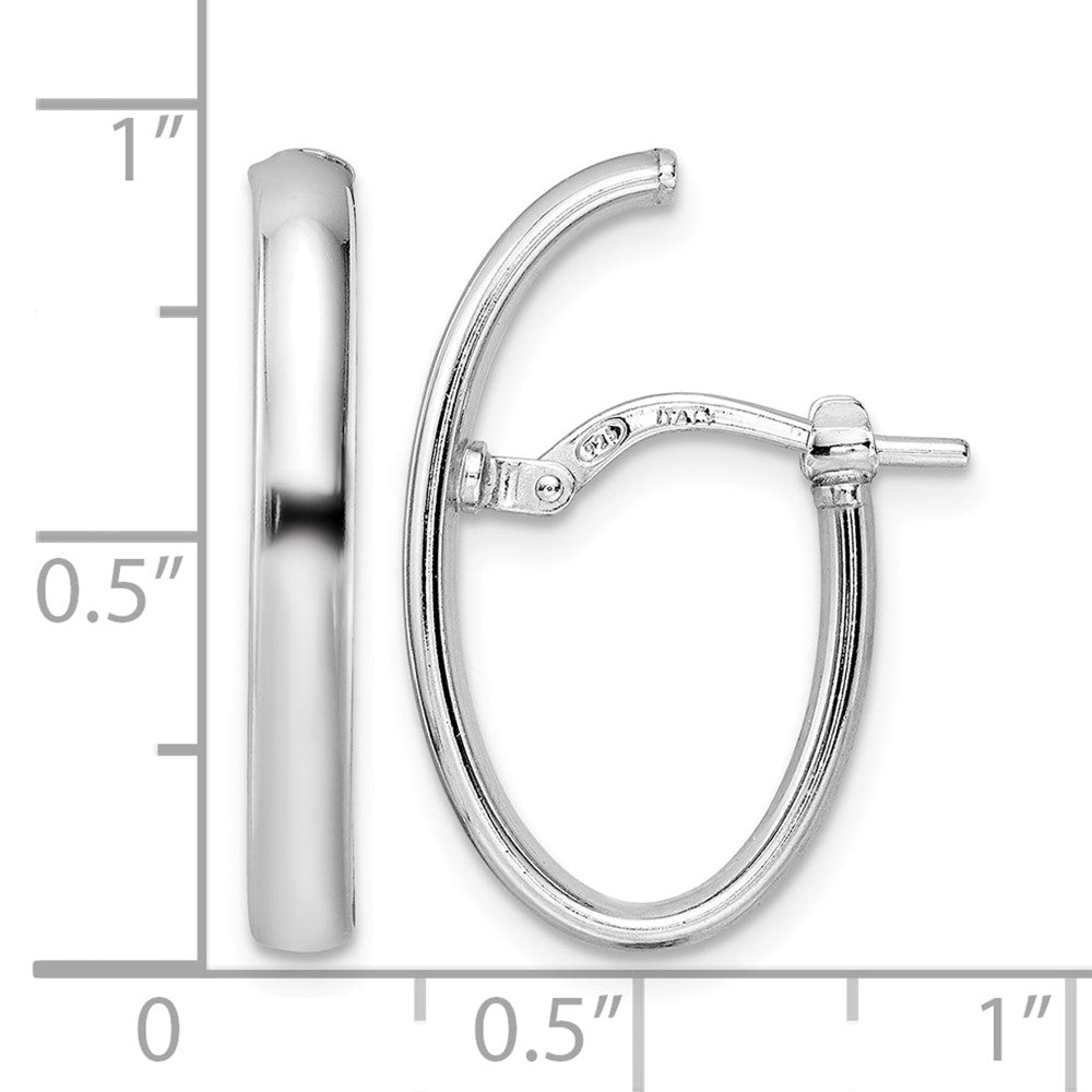 Sterling Silver Rhod-plated Polished J-hoop Earrings