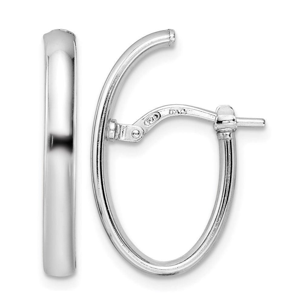 Sterling Silver Rhod-plated Polished J-hoop Earrings
