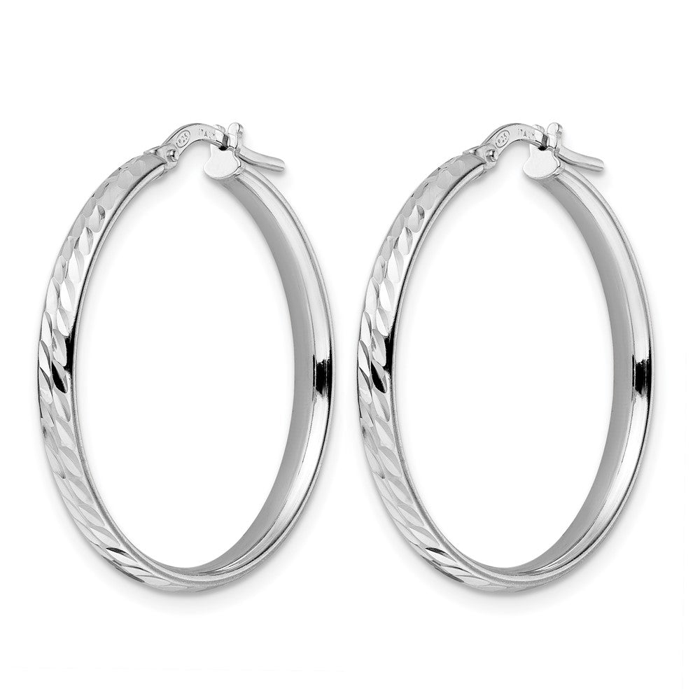 Sterling Silver Rhod-plated Polished D/C Hoop Earrings