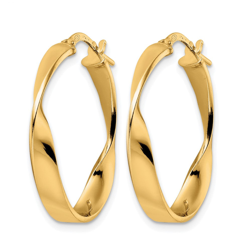 Sterling Silver Gold-plated Polished Oval Twisted Hoop Earrings