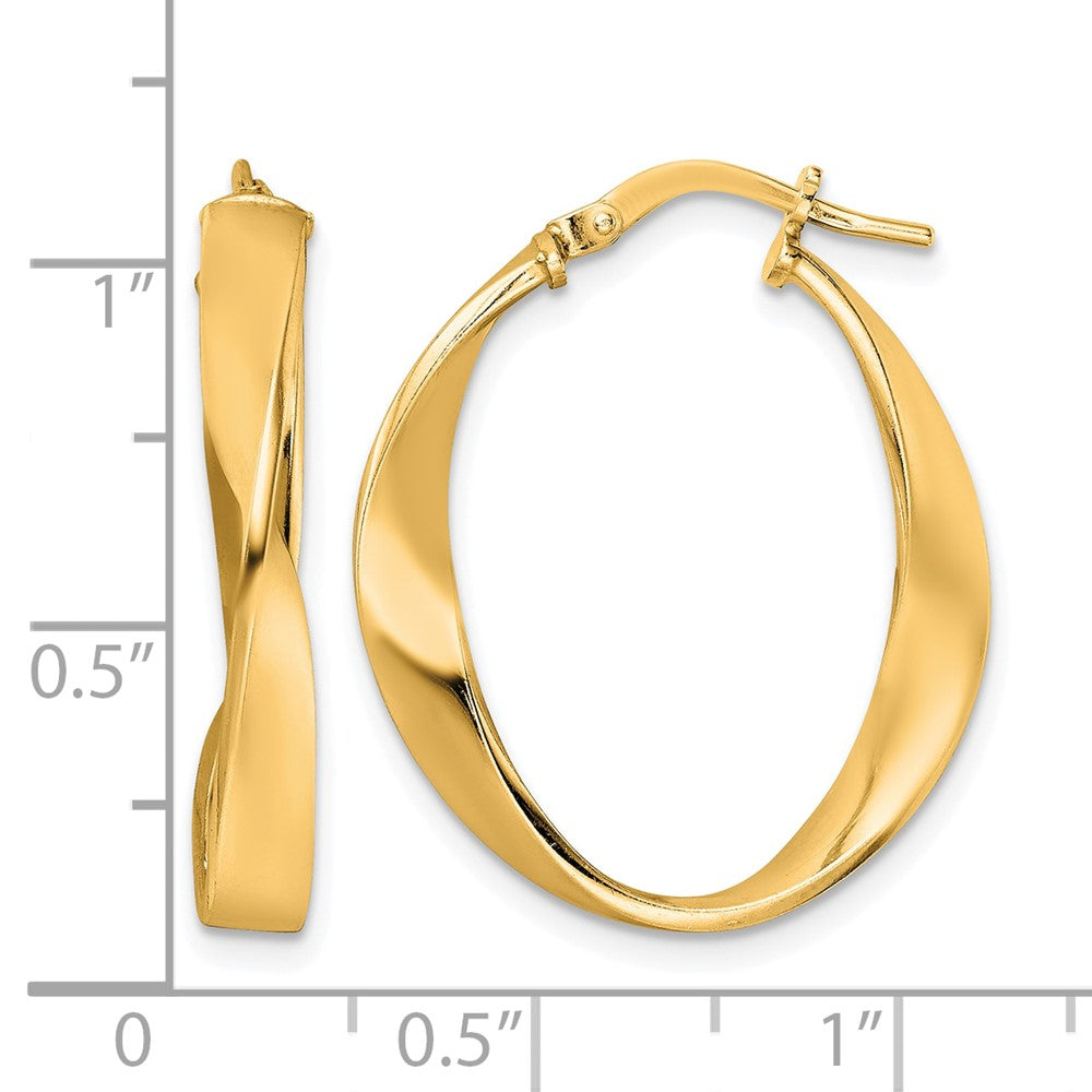 Sterling Silver Gold-plated Polished Oval Twisted Hoop Earrings