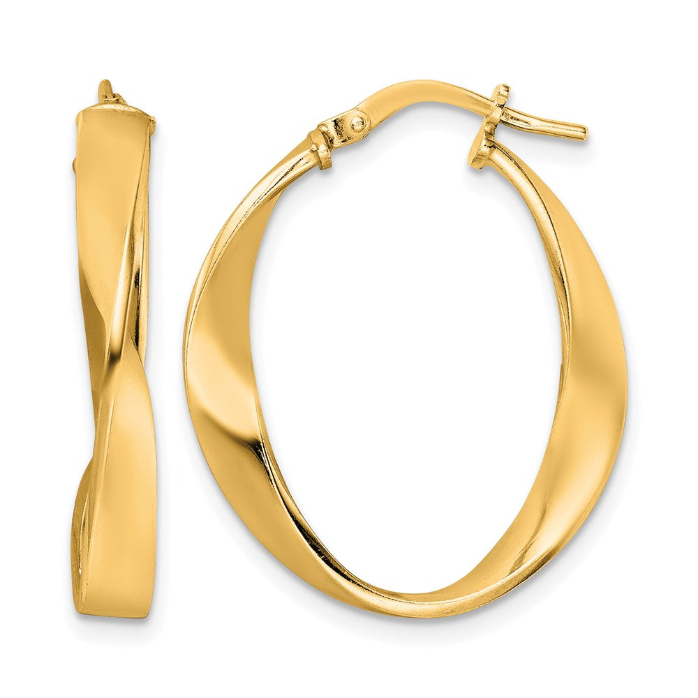 Sterling Silver Gold-plated Polished Oval Twisted Hoop Earrings