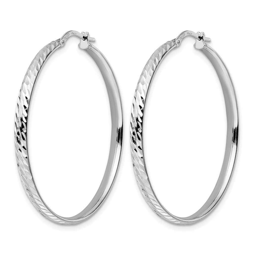 Sterling Silver Rhod-plated Polished D/C Hoop Earrings
