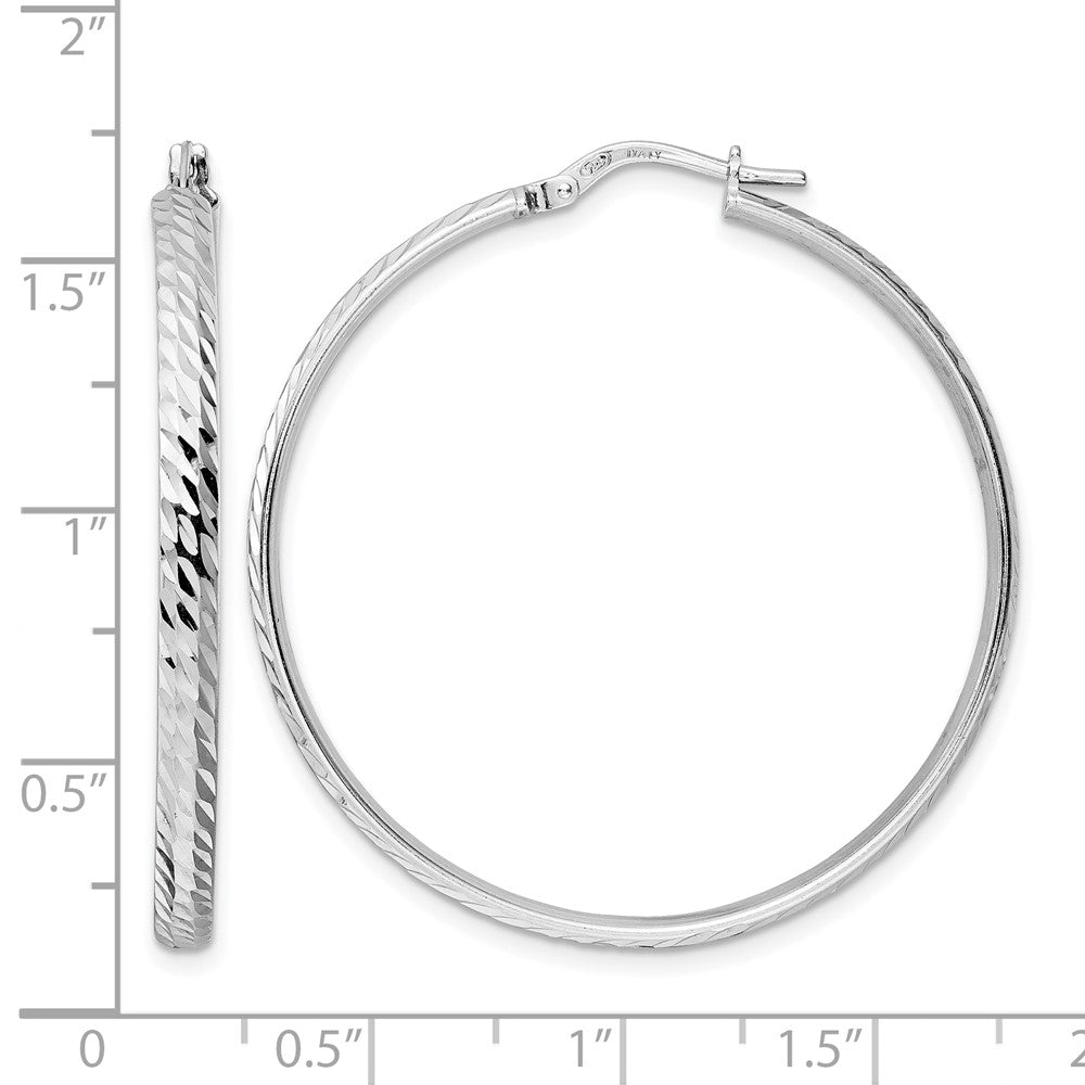 Sterling Silver Rhod-plated Polished D/C Hoop Earrings