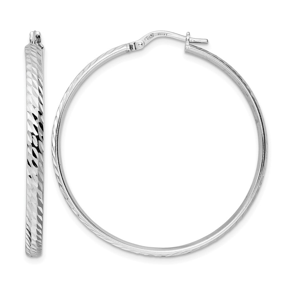 Sterling Silver Rhod-plated Polished D/C Hoop Earrings