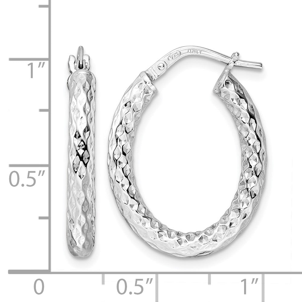 Sterling Silver Rhod-plated Polished D/C Hoop Earrings