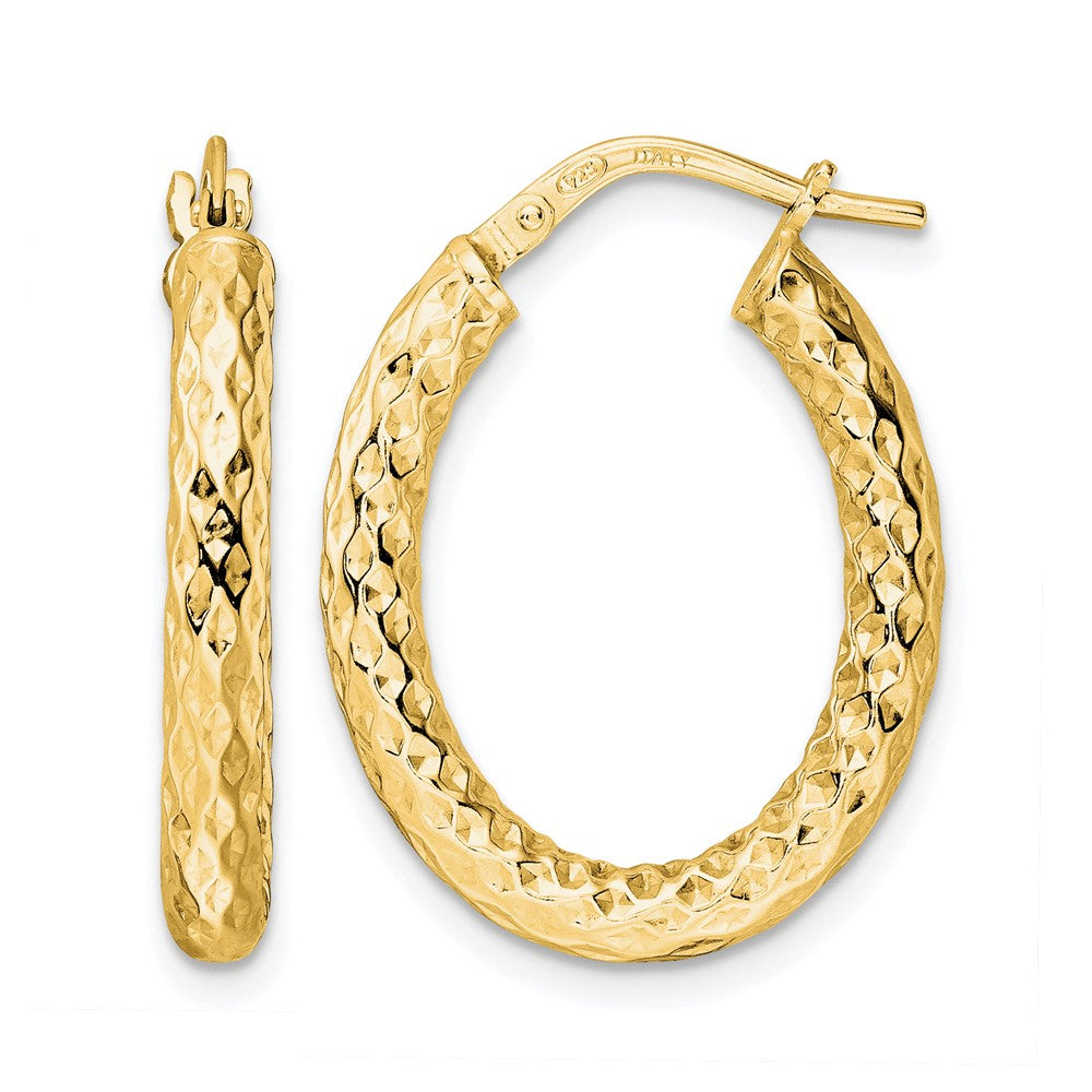 Sterling Silver Gold-Tone Polished D/C Hoop Earrings