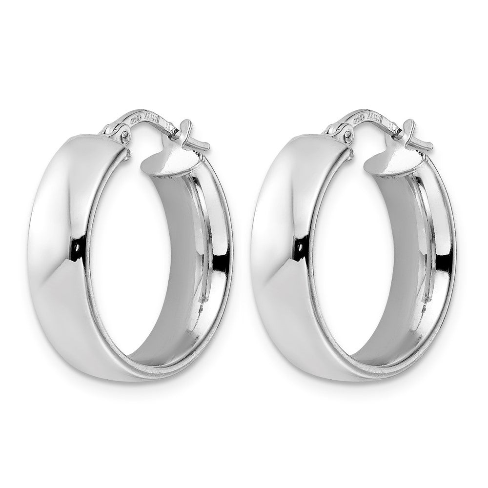 Sterling Silver Rhod-plated Polished Hoop Earrings