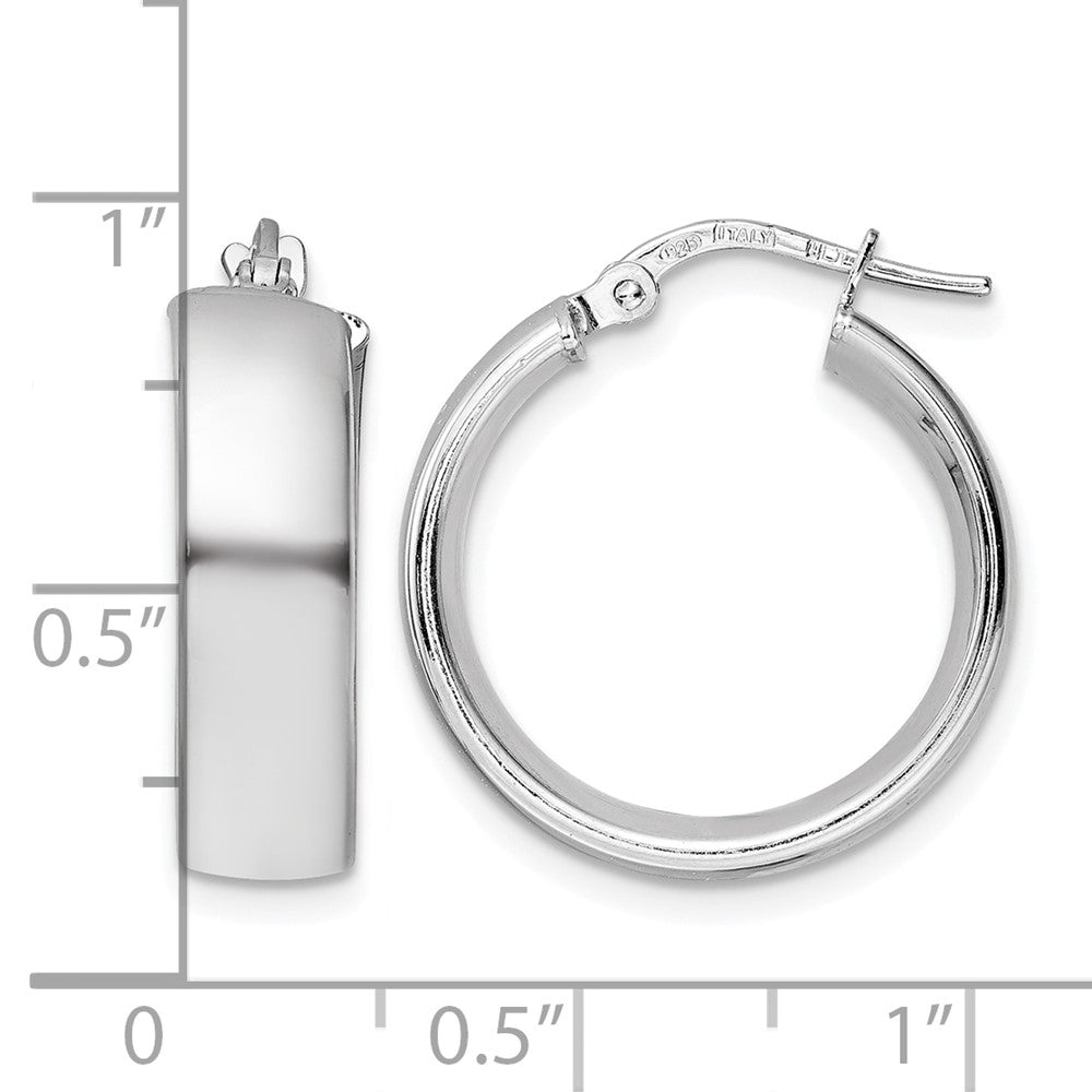 Sterling Silver Rhod-plated Polished Hoop Earrings