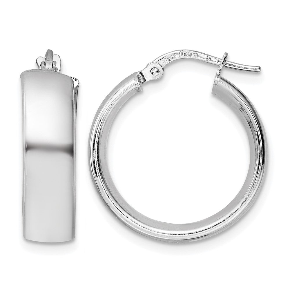 Sterling Silver Rhod-plated Polished Hoop Earrings