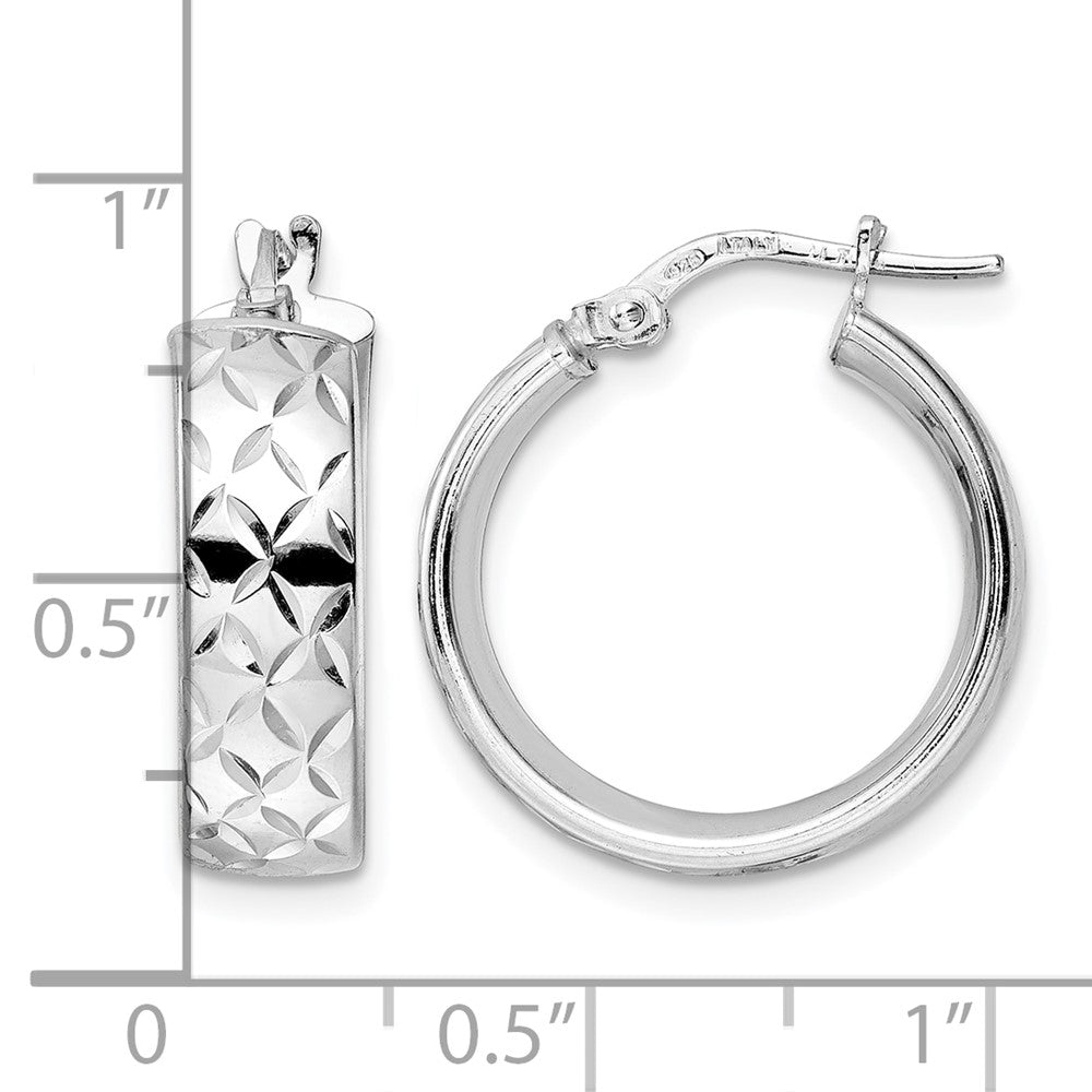 Sterling Silver Rhod-plated Polished D/C Hoop Earrings
