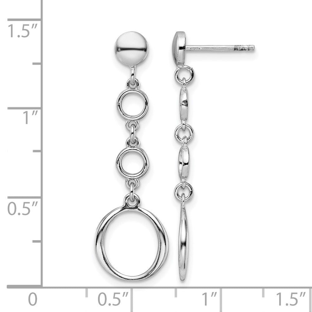 Sterling Silver Rhod-plated Post Dangle Earrings