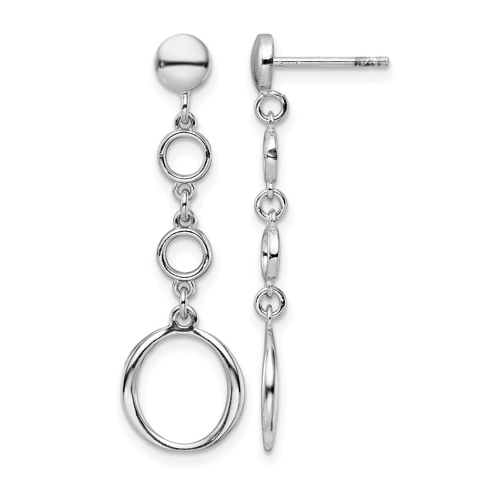 Sterling Silver Rhod-plated Post Dangle Earrings